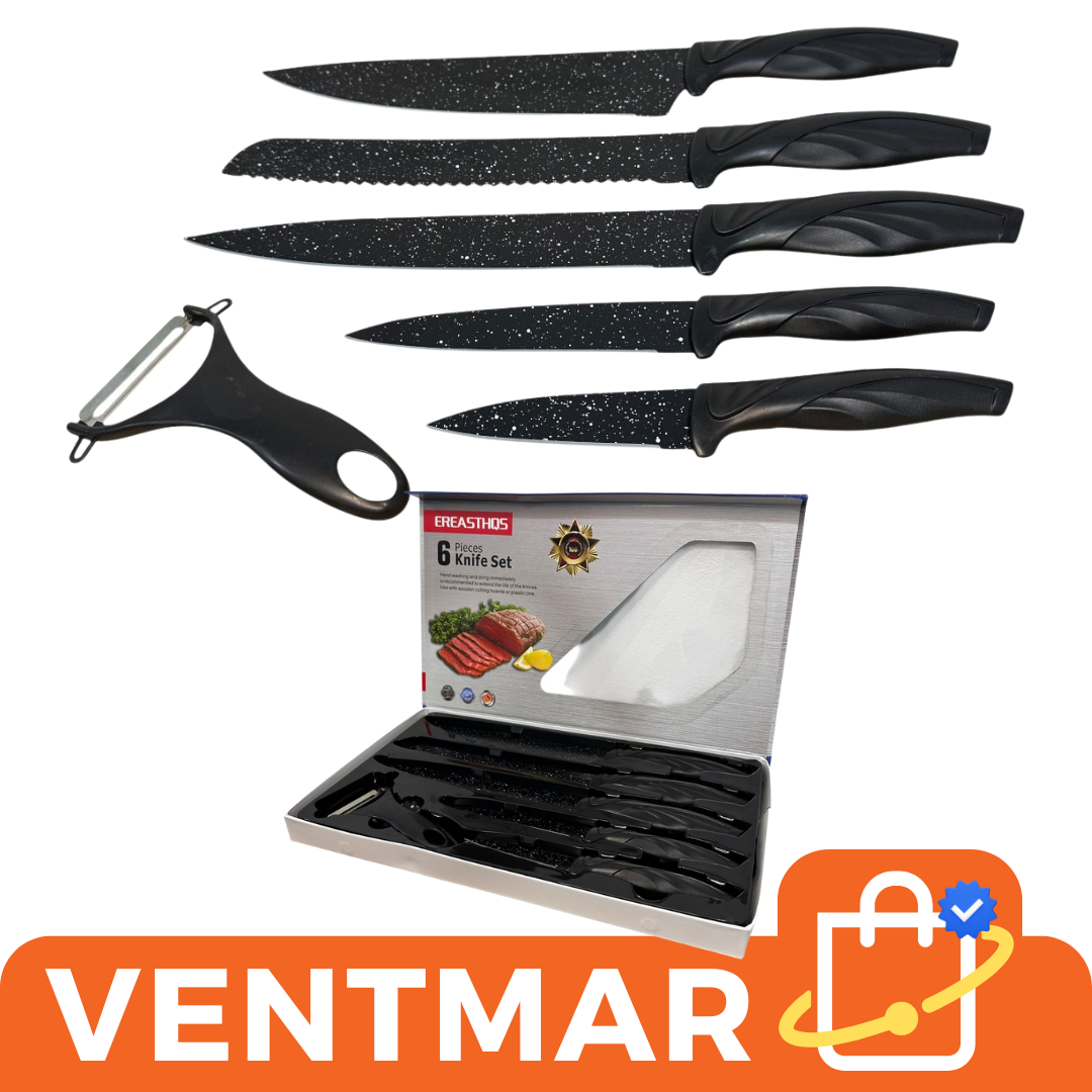 Set Cuchillos Cocina + Pela Papa – 6 UND