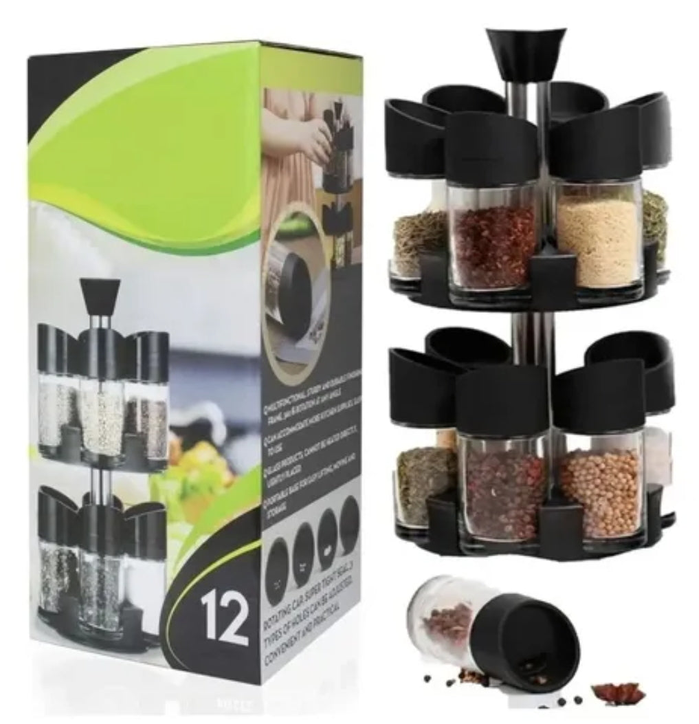 🌿 Set Especiero Giratorio 360° – 12 Frascos